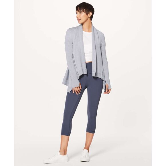 Lululemon Wrap It Up Sweater in Heathered Light Grey - Picture 2 of 10